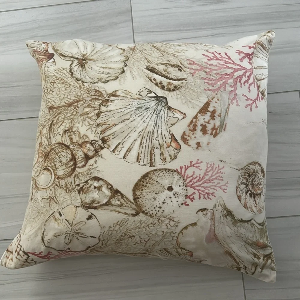 Pottery Barn Sea Shell Coastal Inspired Oversized Decorative Accent Pillow